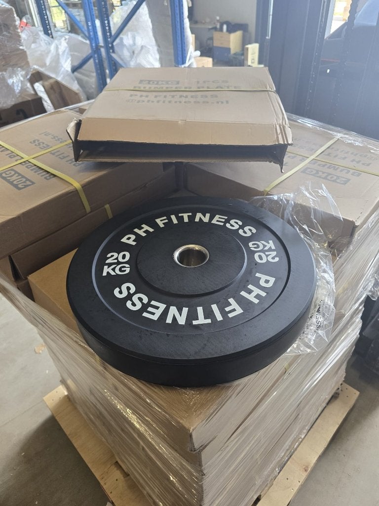 Bumper Plates 20KG OP=OP - GOEDKOOPSTE HALTERSCHIJVEN, Ophalen, Nieuw, Benen, Halterschijven