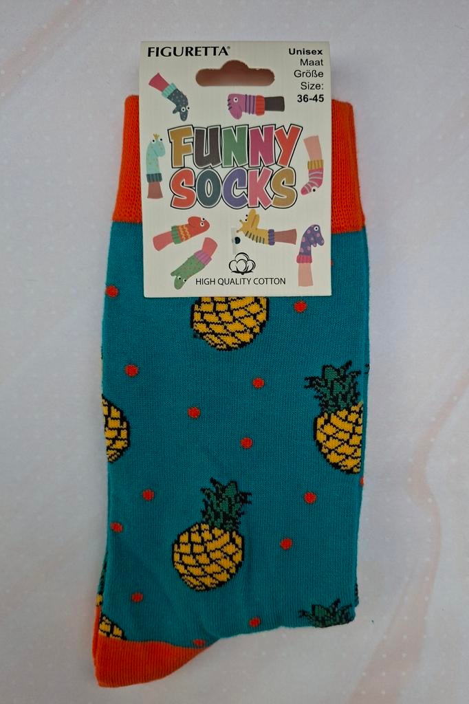Funny Socks: One Size (Ananas-print), Sokken en Kniesokken, Overige kleuren, Nieuw, Overige maten