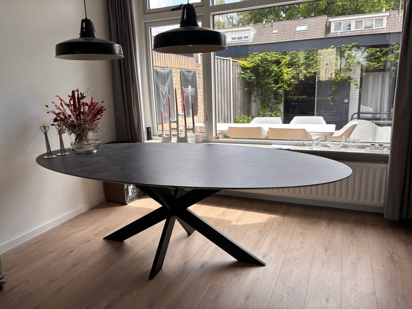 Ovale eettafel 240x120 cm - Modern design, Ophalen, 100 tot 150 cm, 200 cm of meer, Zo goed als nieuw
