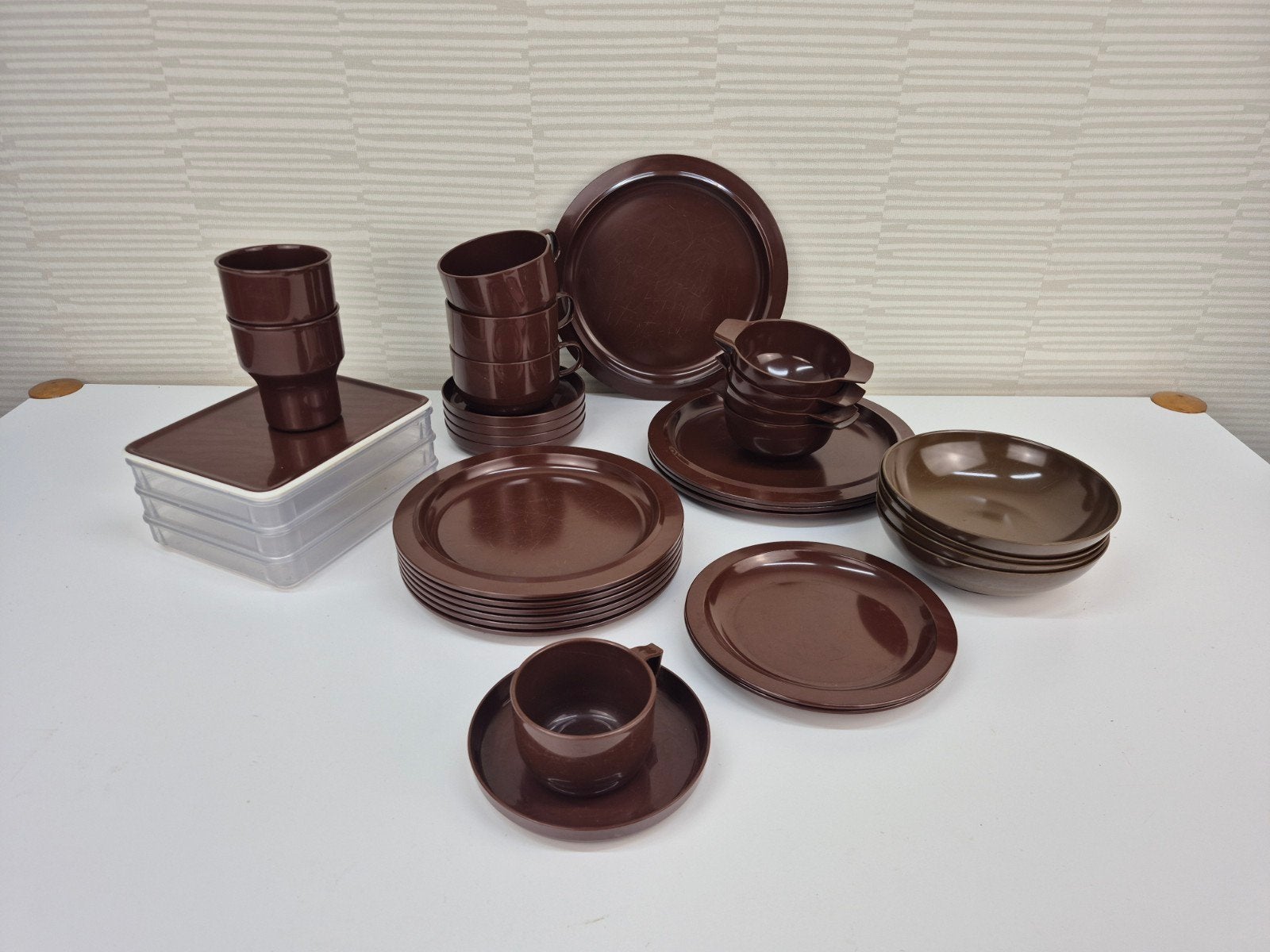 Per stuk vanaf €2,- Vintage Mepal campingservies bruin., Ophalen of Verzenden, ., ., .