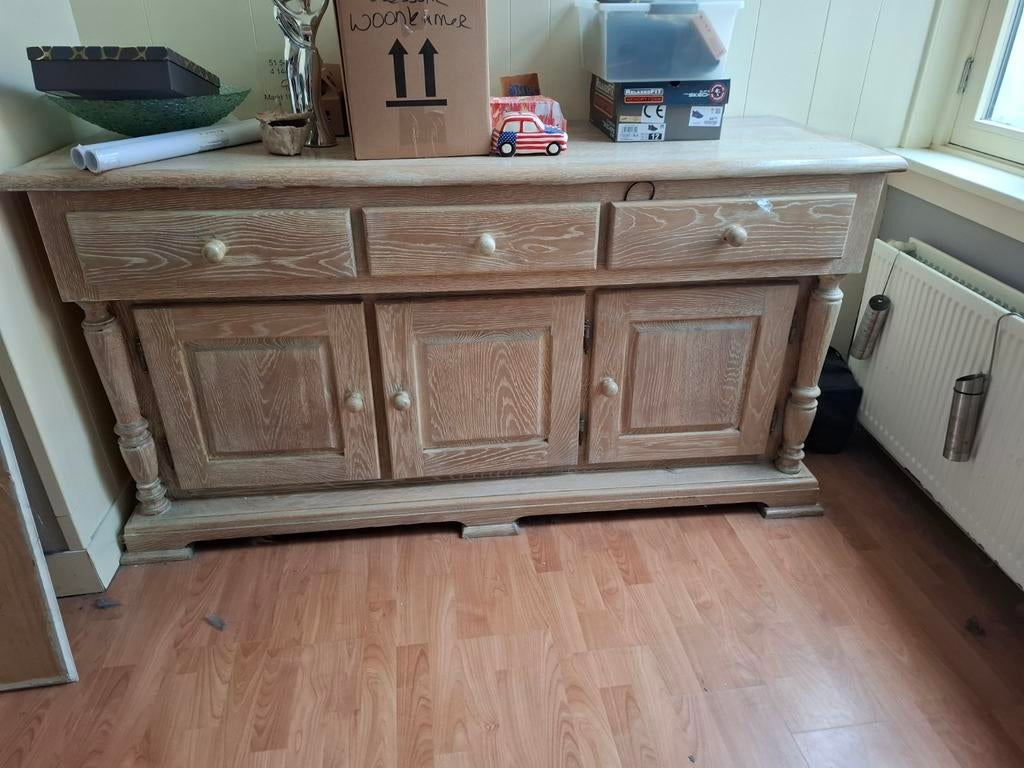 Zwaar eikenhouten dressoir, Ophalen, Gebruikt, Met deur(en), 100 tot 150 cm