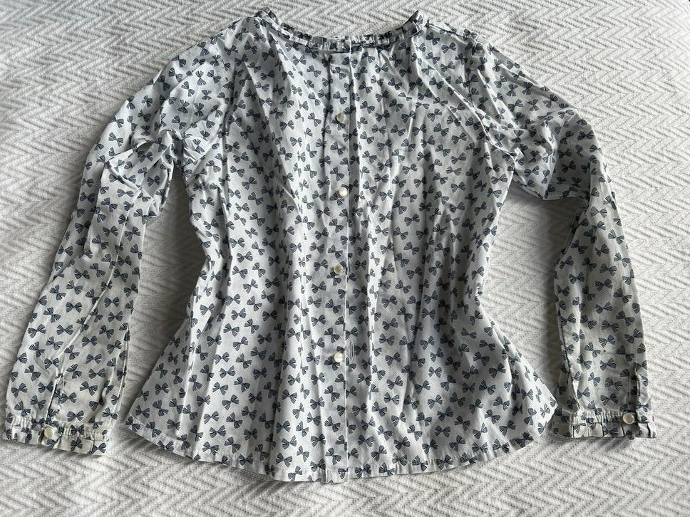Jacadi bloesje maat 116 van katoen met strikjesprint, Ophalen of Verzenden, Zo goed als nieuw, Meisje, Overhemd of Blouse