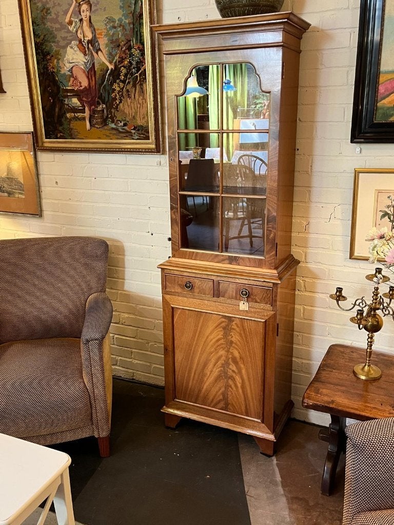 37) Blond mahonie gefineerde vitrine kast., Huis en Inrichting, Kasten | Vitrinekasten, Ophalen, Gebruikt, ., 50 tot 100 cm