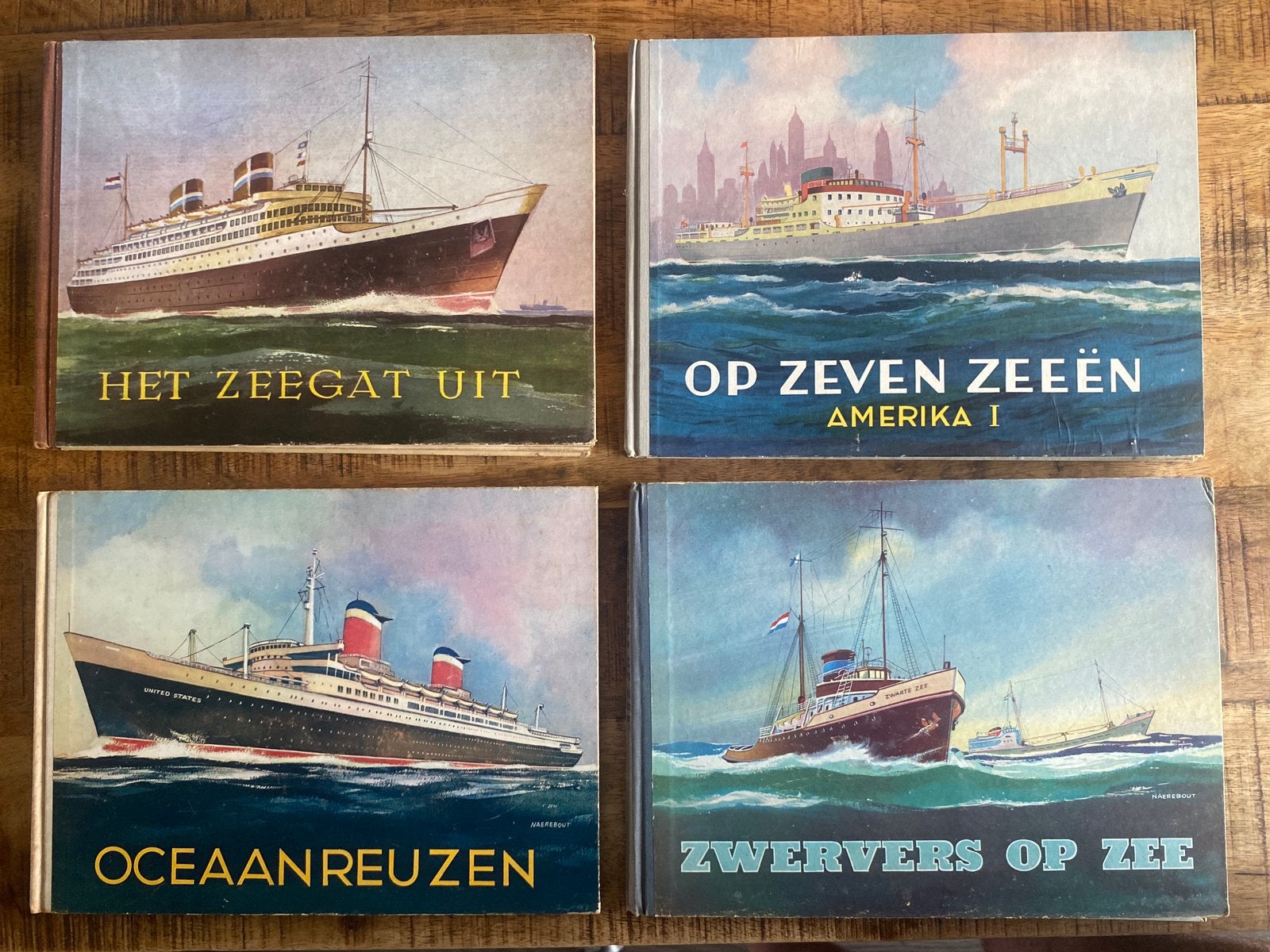 1956-1957 compleet 4 albums met plakplaatjes Frans Naerebout, Ophalen of Verzenden, Gebruikt, Kaart, Foto of Prent