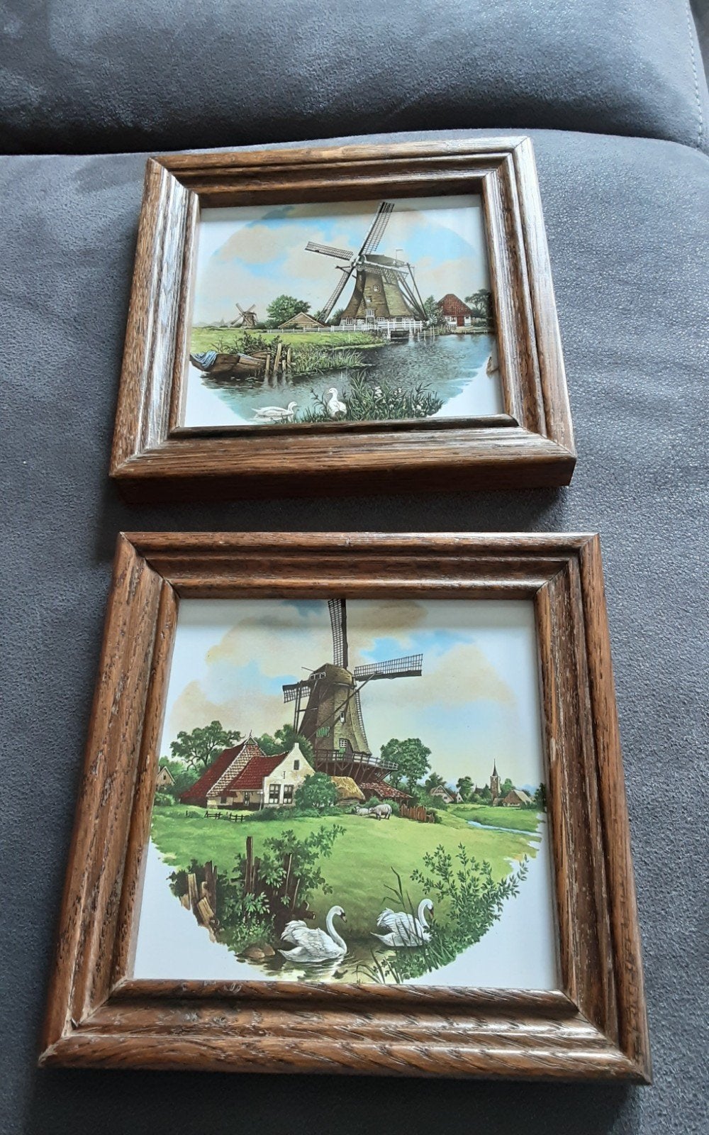 Molen tegel schilderijtjes 2 stuks, Antiek en Kunst, Kunst | Schilderijen | Klassiek, Ophalen of Verzenden