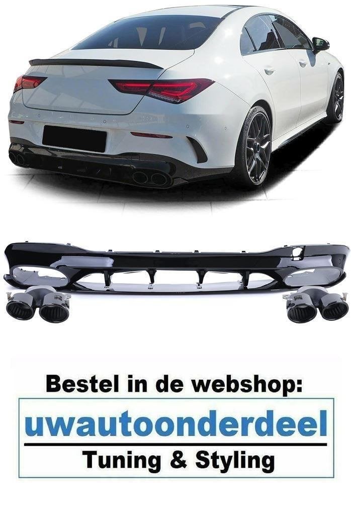 AMG Look Uitlaat Zwart Dubbel Diffuser Voor Mercedes CLA C11, Verzenden, Automotive Parts, A.parts@hotmail.nl, Trasmolenlaan 12 3447 GZ Woerden