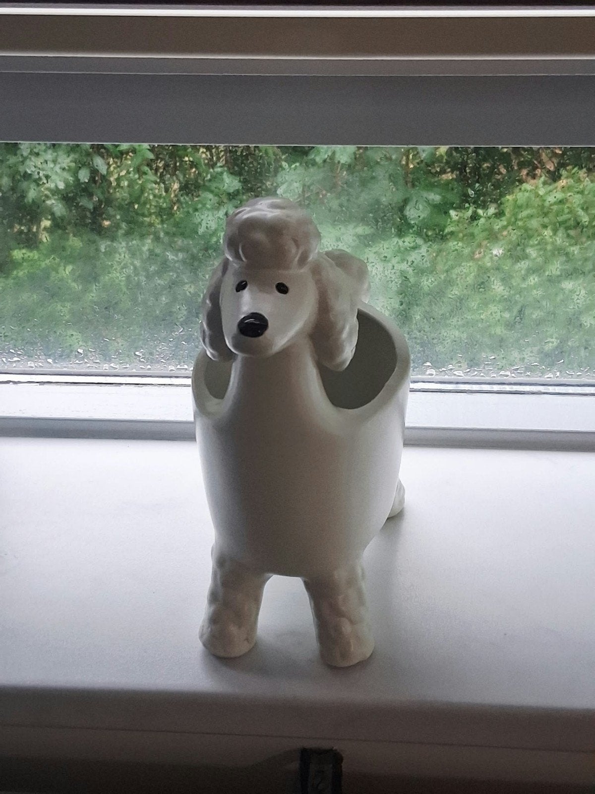 Witte poedel bloempot/decoratie, Ophalen, Zo goed als nieuw, Modern, Wit