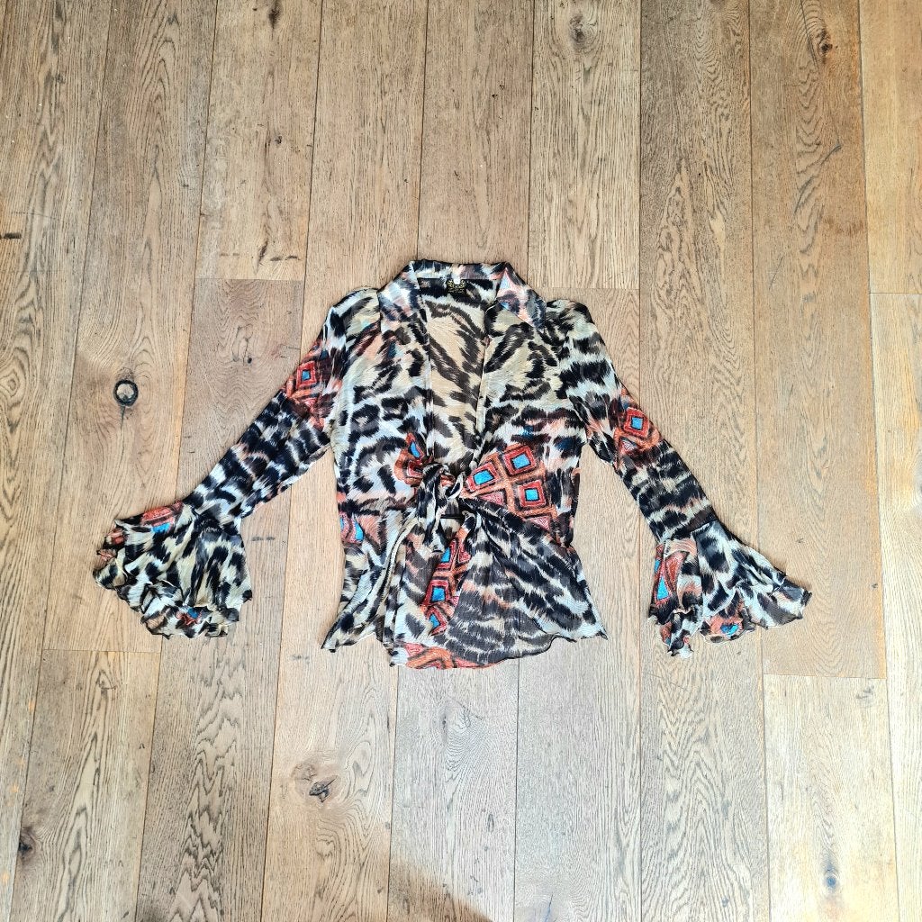 Veelkleurige vintage uit de jaren 80 van 100% zijde, Kleding | Dames, Maat 38/40 (M), Bruin, Ophalen of Verzenden, Yvan & Marzia