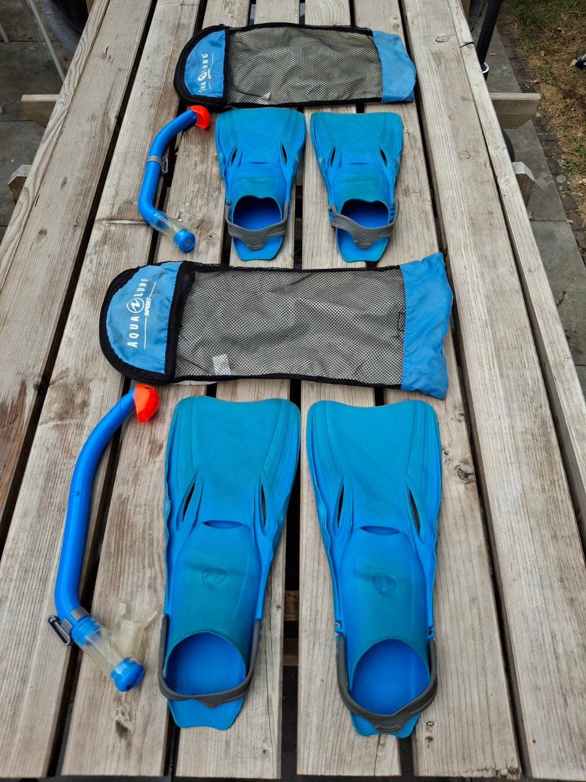 Aqualung snorkelset voor kinderen (2 sets), Ophalen of Verzenden, Gebruikt, Zwem- of Duikvliezen