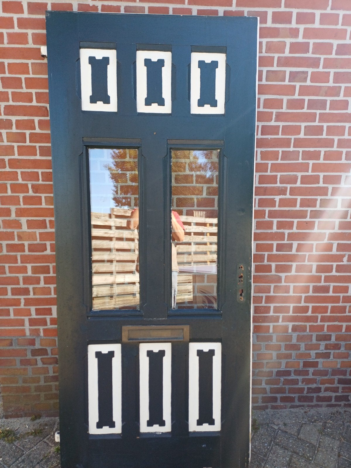 Buitendeur 216x93 met dubbel glas, Doe-het-zelf en Verbouw, Deuren en Horren, Ophalen, Gebruikt, 80 tot 100 cm, 215 cm of meer
