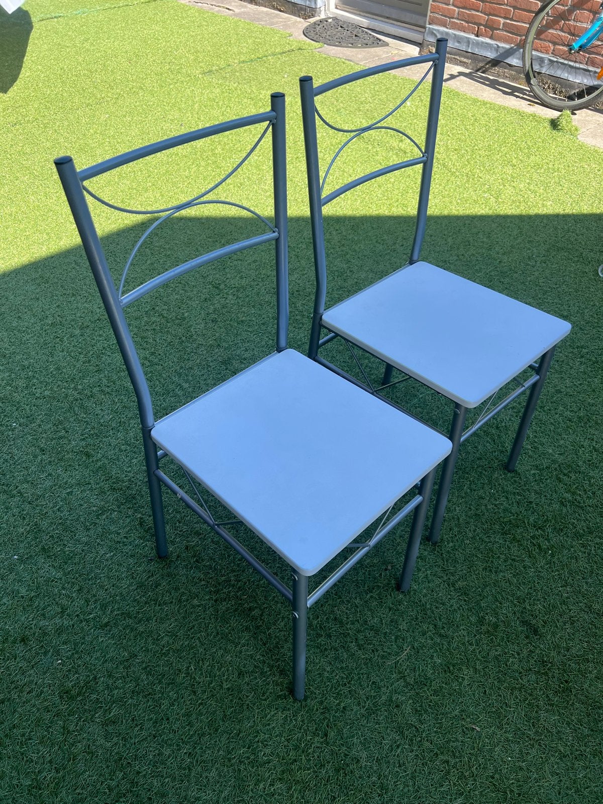 2 stoeltjes, Huis en Inrichting, Stoelen, Gebruikt, Twee, Ophalen of Verzenden, Metaal