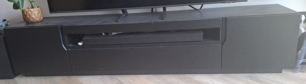 TV-meubel Dylan zwart - 200 cm breed, Ophalen, Gebruikt, Zwart, 200 cm of meer