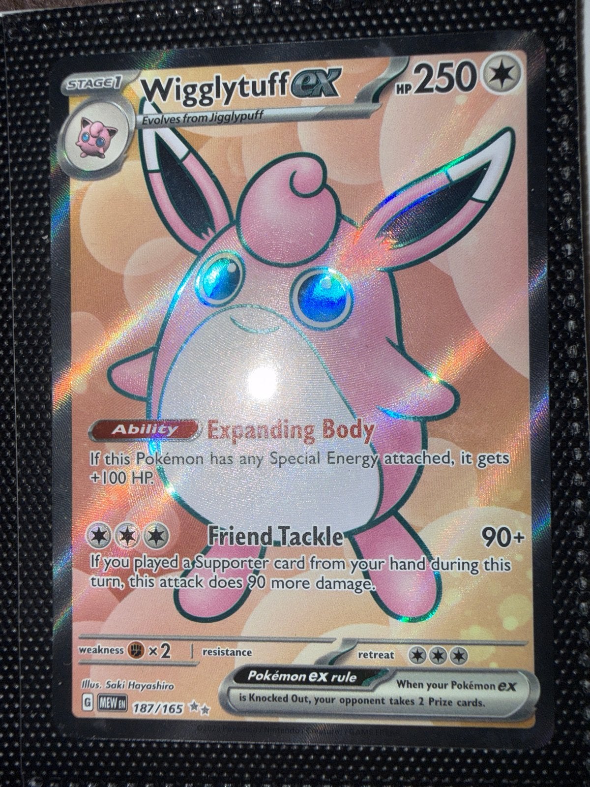 Wigglytuff ex 187/165 - Pokémon Scarlet & Violet, Ophalen of Verzenden, Zo goed als nieuw, Losse kaart, Foil