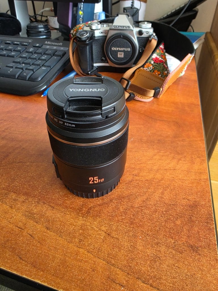 yongnuo lens Micro Four Thirds (MFT-mount):past op Olumpus, Ophalen of Verzenden, Gebruikt, Micro Four Thirds, Standaardlens