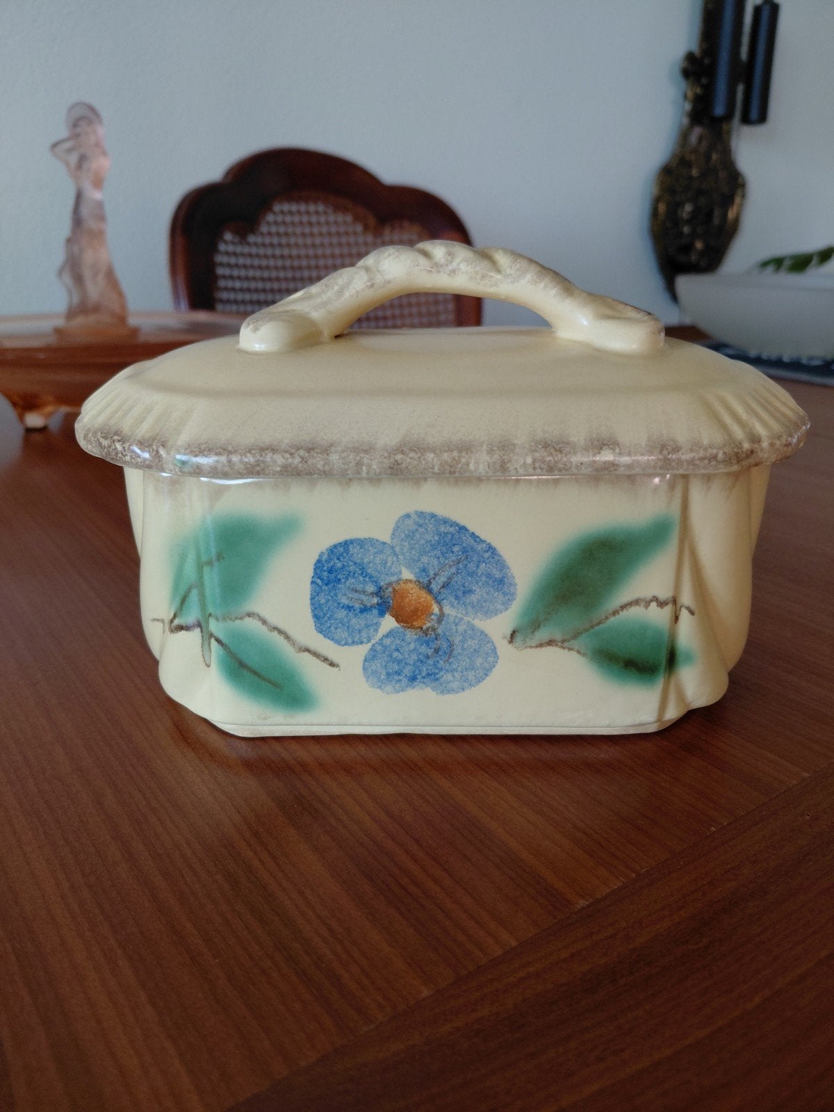 Vintage platelen koekdoos met bloemmotief, Ophalen of Verzenden