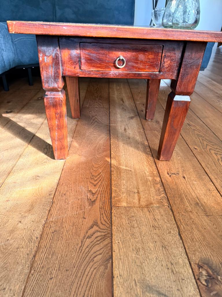 Teak houten salontafel 60x60, Huis en Inrichting, Tafels | Salontafels, Ophalen, Vierkant, 50 tot 100 cm, Minder dan 50 cm