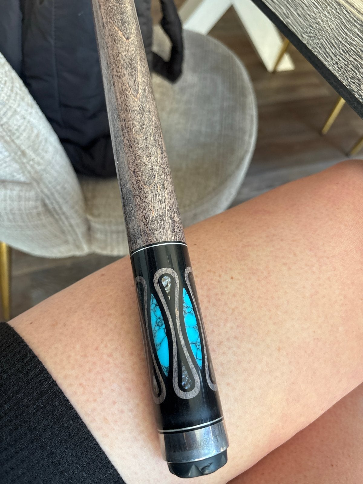 Paramount JP1 keu met turquoise inleg en koffer, Sport en Fitness, Biljarten en Poolen, Ophalen of Verzenden, Zo goed als nieuw