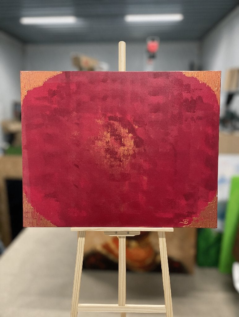 Copper Glow – handgeschilderd abstract schilderij, Antiek en Kunst, Ophalen