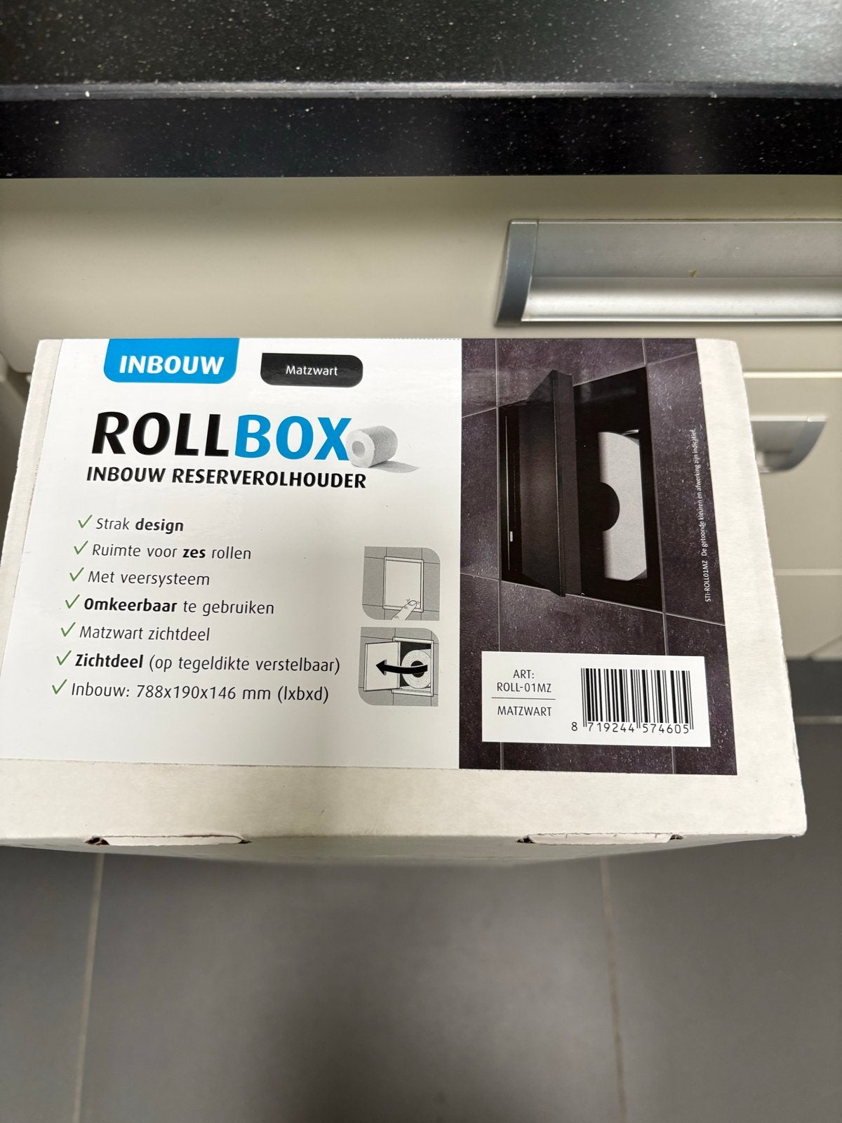 Rollbox Inbouw Reserverolhouder Matzwart nieuw, Ophalen of Verzenden, Nieuw, Zwart, Toilet-accessoire