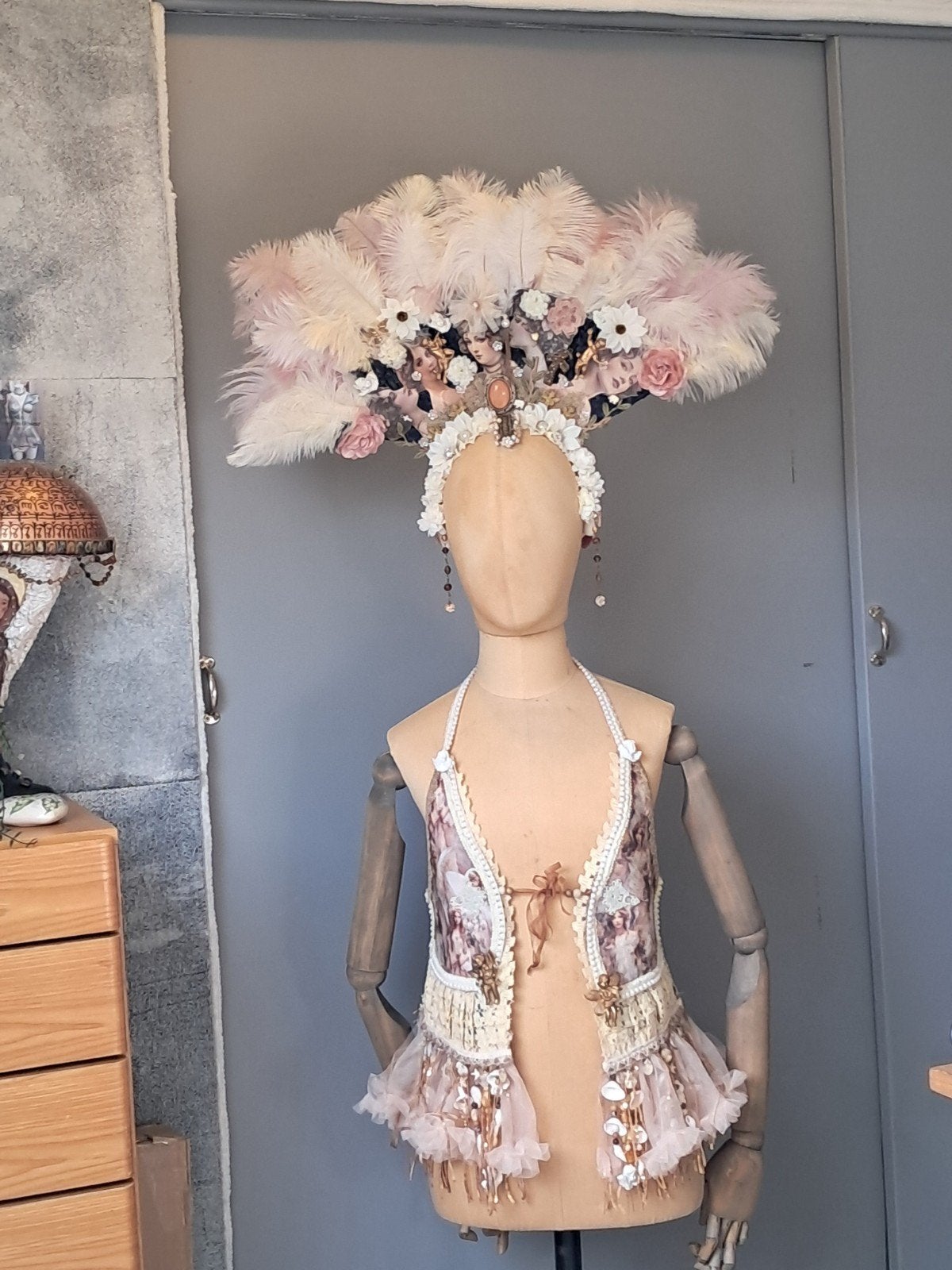 fantasy kleding Gilet en hoofdtooi handgemaakt, Ophalen of Verzenden, Nieuw
