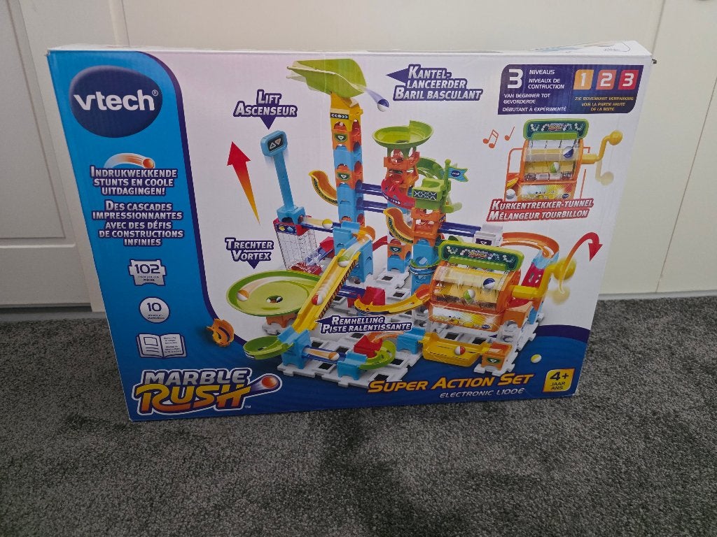 VTech Marble Rush Super Action Set L100E – compleet, Ophalen of Verzenden, Zo goed als nieuw, 6 jaar of ouder