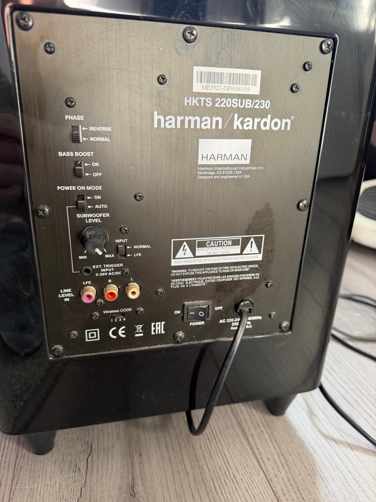 Harman Kardon HKTS 220SUB/230 Actieve Subwoofer 200W Zwart, 150 watt of meer, Gebruikt, Subwoofer, Ophalen of Verzenden