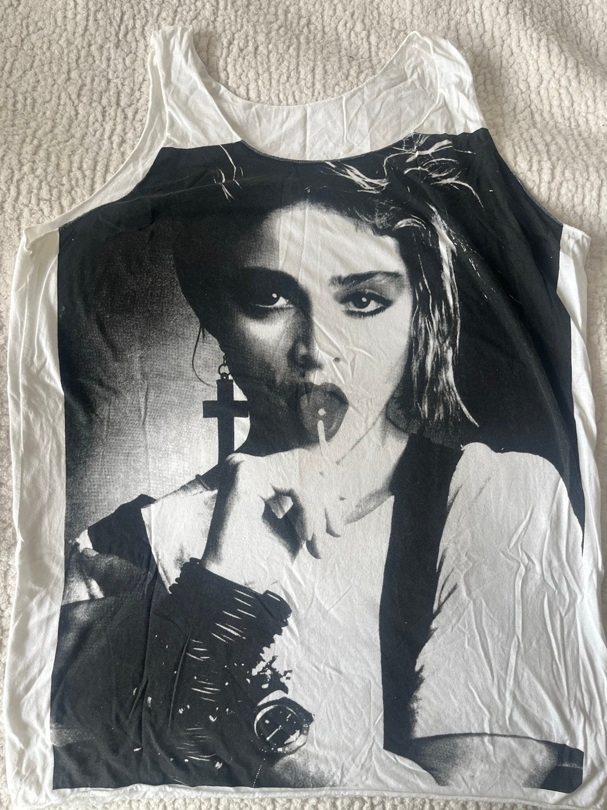 Madonna Singlet - Zwart/Wit - Maat s/m, Kleding | Dames, Maat 38/40 (M), Verzenden, Zwart, Zo goed als nieuw