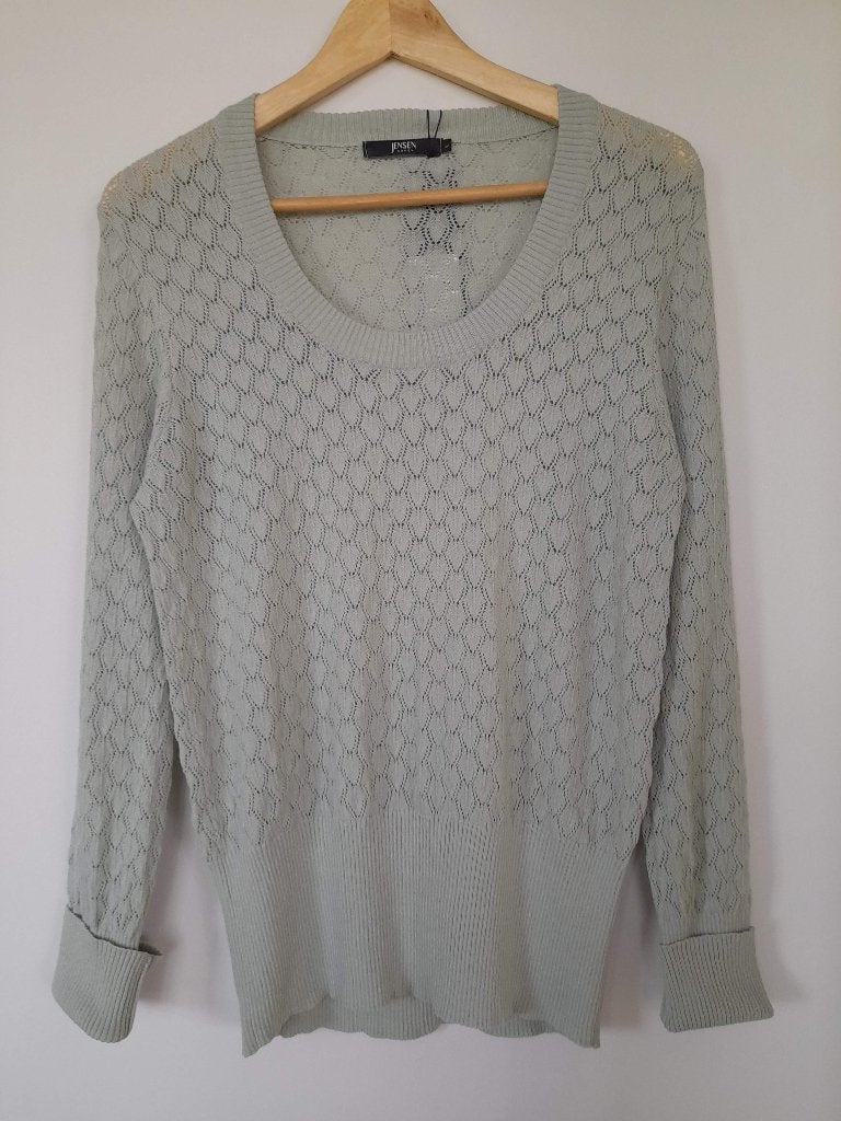 Saliegroene ajour truitje Jensen Women L, Kleding | Dames, Maat 42/44 (L), Nieuw, Ophalen of Verzenden, Lange mouw