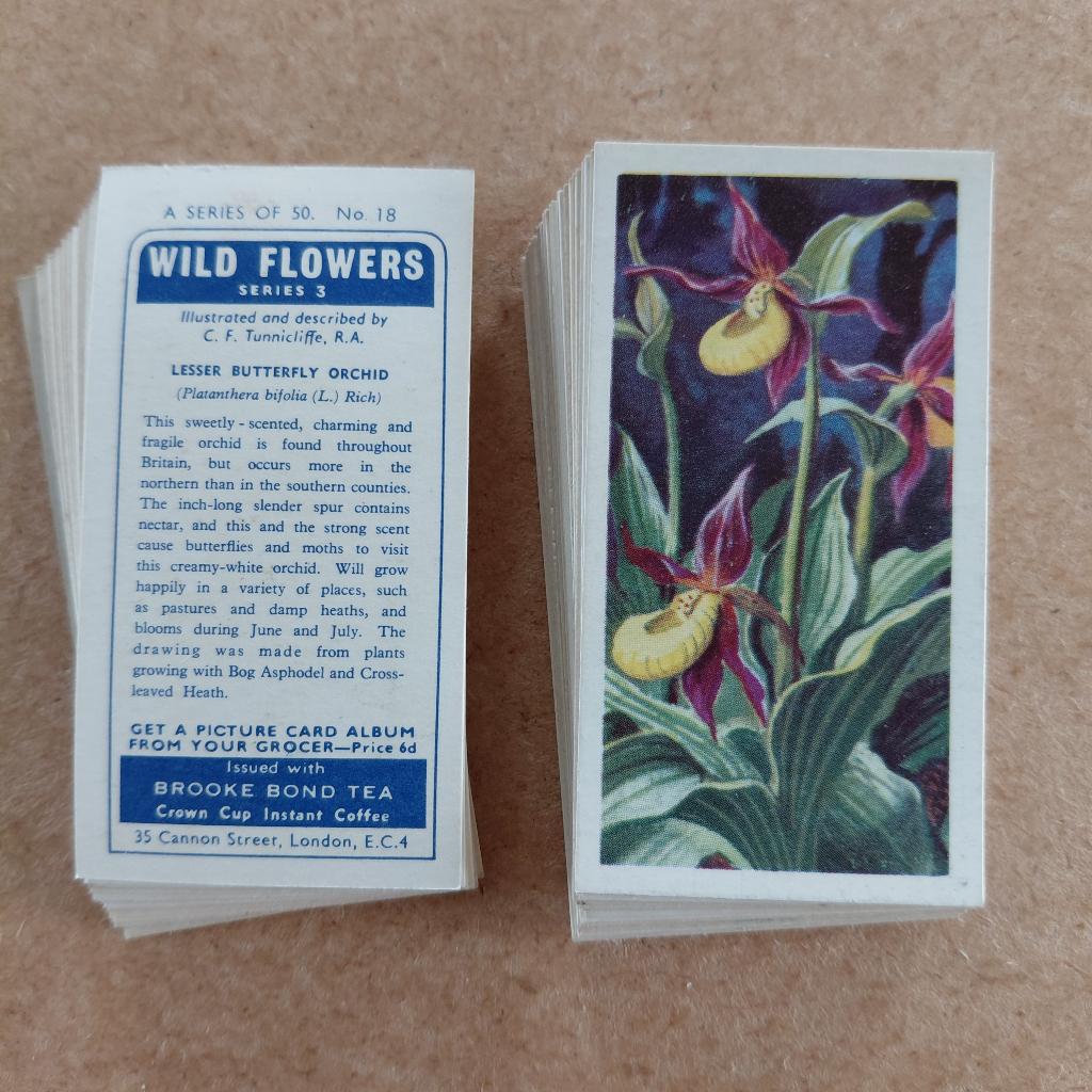 Wild Flowers series 3 complete set 50 bloemen tea cards 1964, Ophalen, Gebruikt