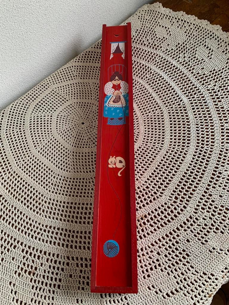 Vintage bewaardoos voor breinaalden en met breinaalden, Ophalen of Verzenden, Gebruikt, Breien, Naald
