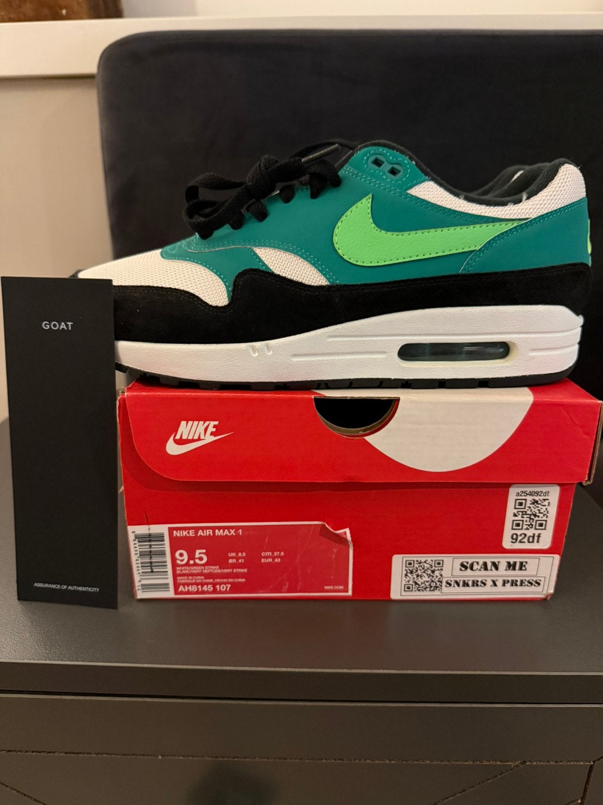 Nike Air Max 1 Neptune Green EU43 DS, Ophalen of Verzenden, Nieuw, Overige kleuren