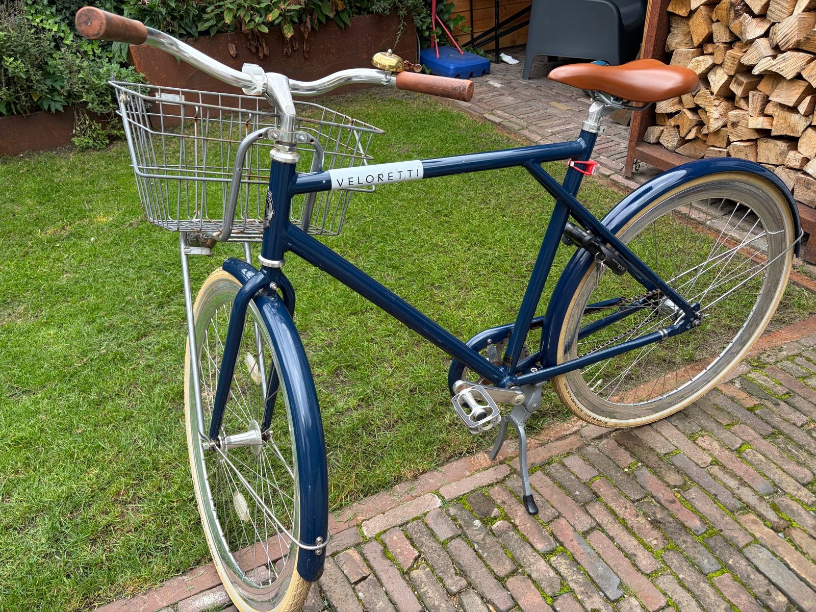 Veloretti Caferacer Herenfiets - Maat 57 - Blue Yonder, Overige merken, Terugtraprem, Gebruikt, Versnellingen