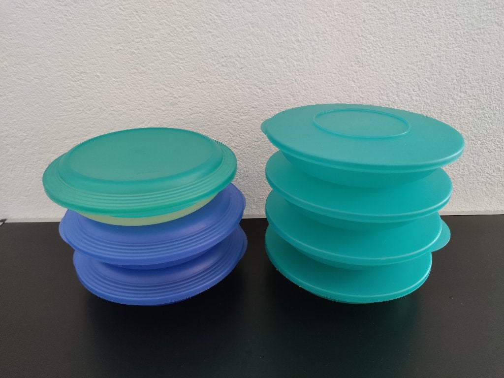 Tupperware Trendy schaaltjes, bordjes 700 ml en deksels, Gebruikt, Overige kleuren, Schaal, Ophalen of Verzenden