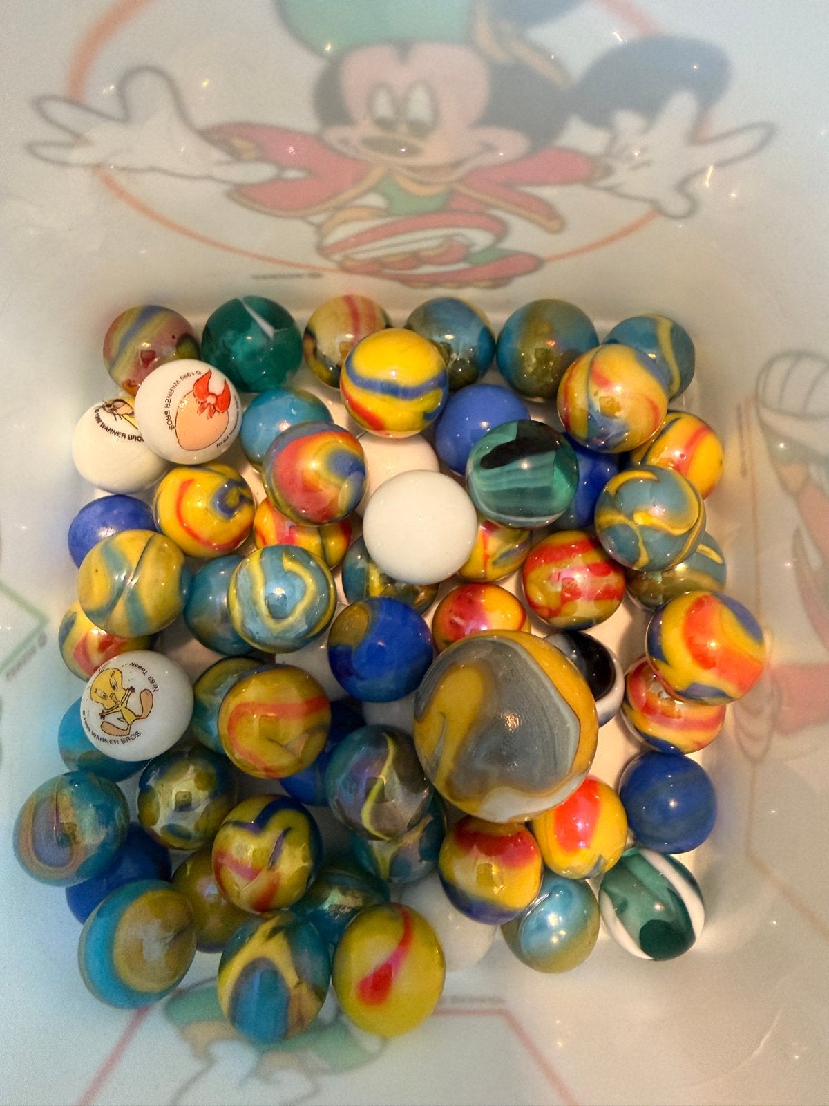 61 vintage knikkers uit de jaren '90, Verzamelen, Ophalen of Verzenden, Gebruikt