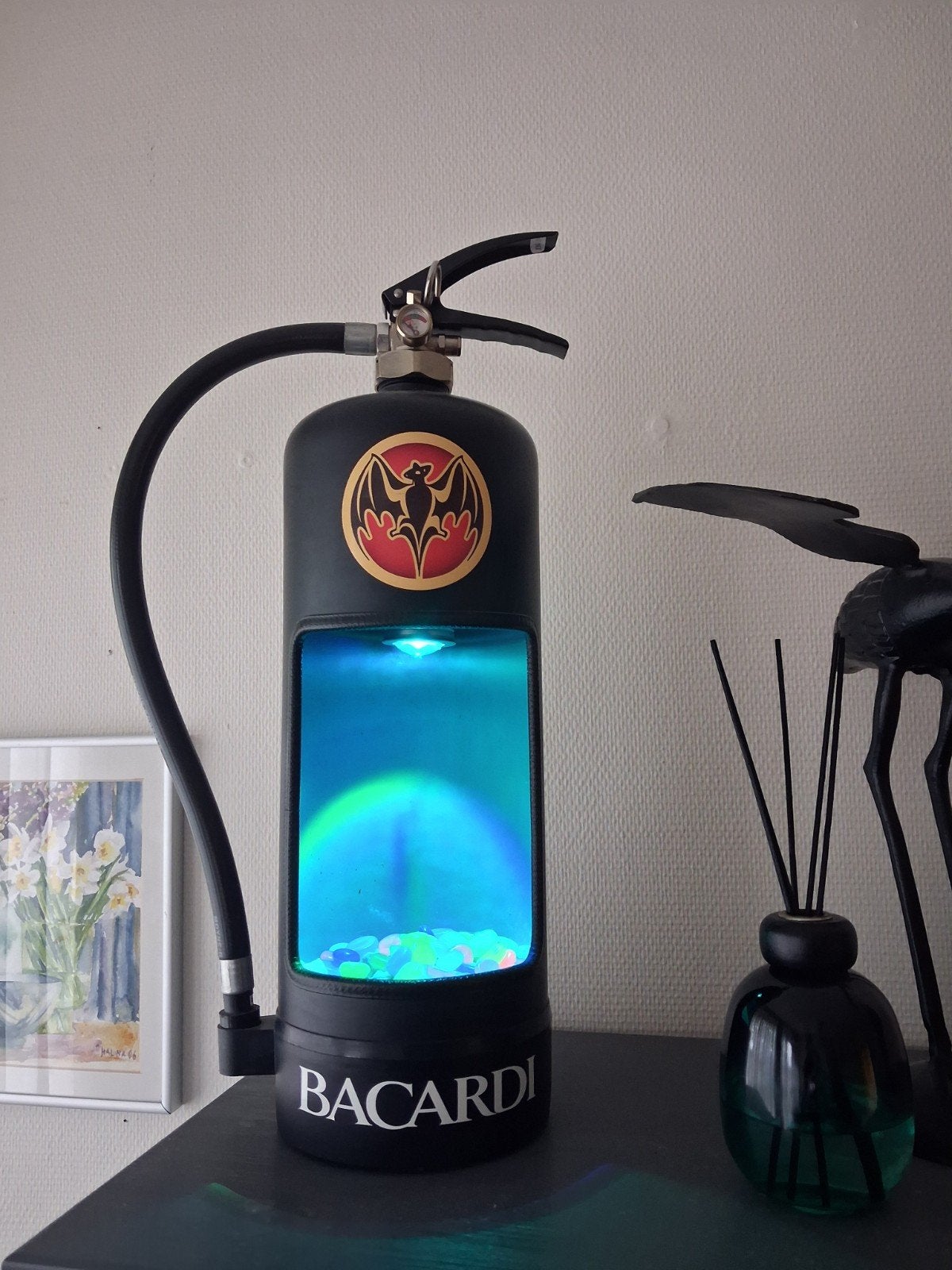 bacardie  brandblusser lamp, Ophalen