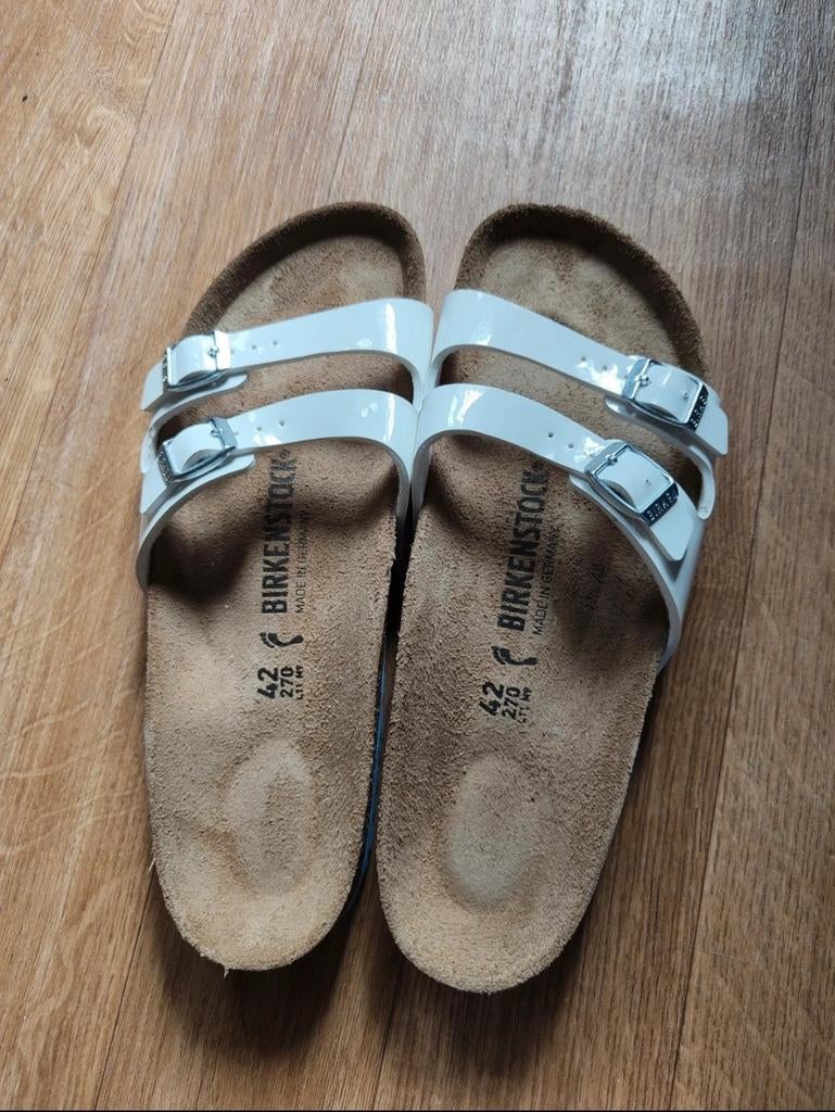 Birkenstock 42, Slippers, Wit, Ophalen of Verzenden, Zo goed als nieuw