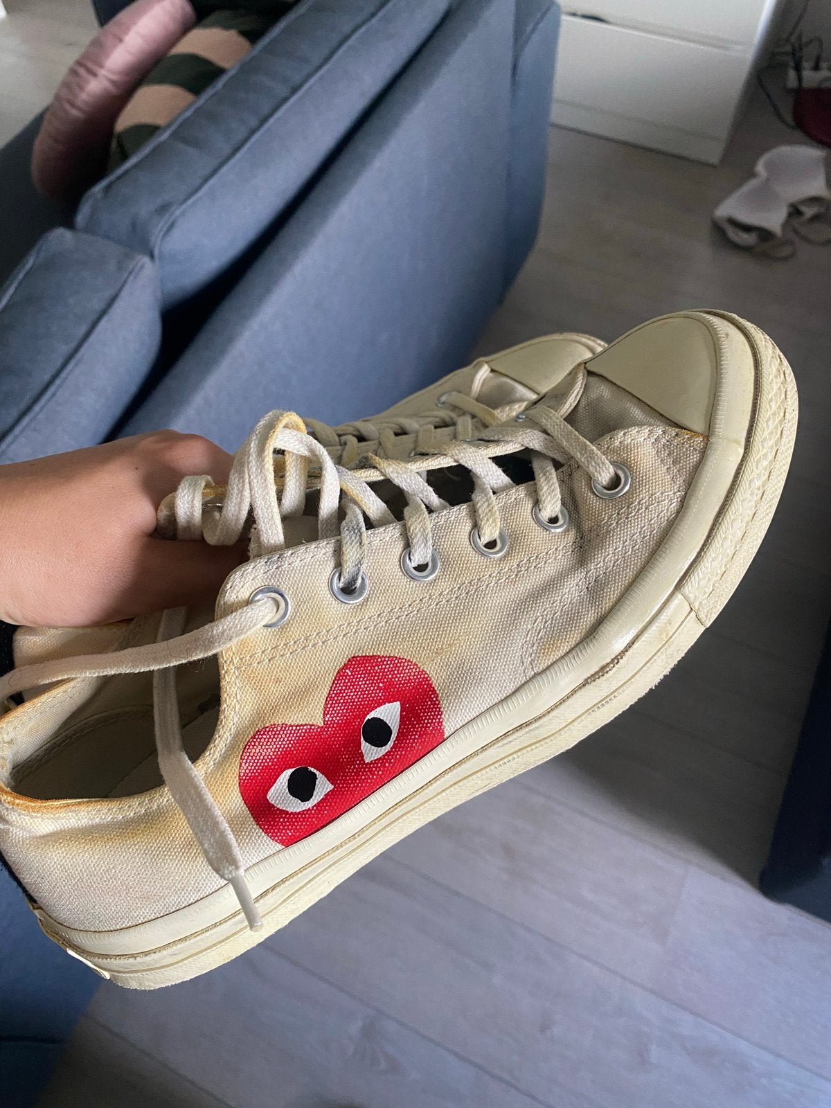 Converse Comme des Garçons Play Sneakers maat 42, Ophalen of Verzenden, Gedragen, Beige, Sneakers of Gympen