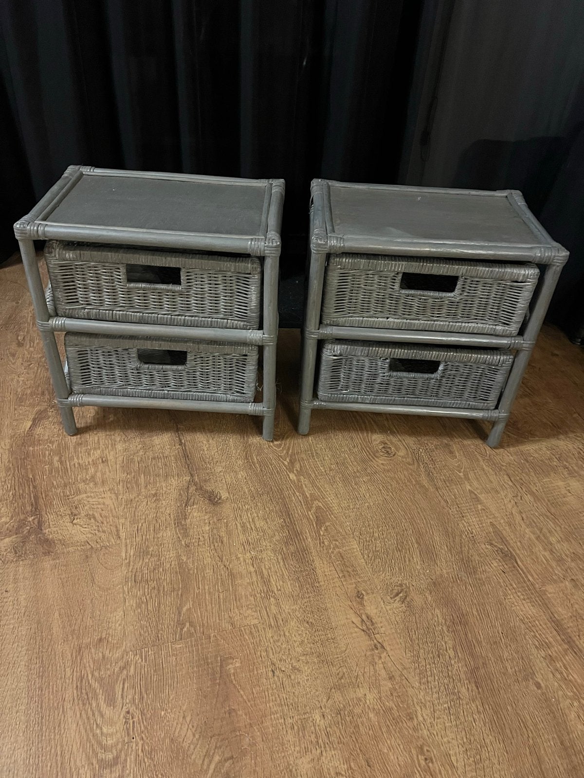 2 Vintage Rotan Nachtkastjes met Lades, Ophalen, Overige materialen, Gebruikt, Minder dan 45 cm