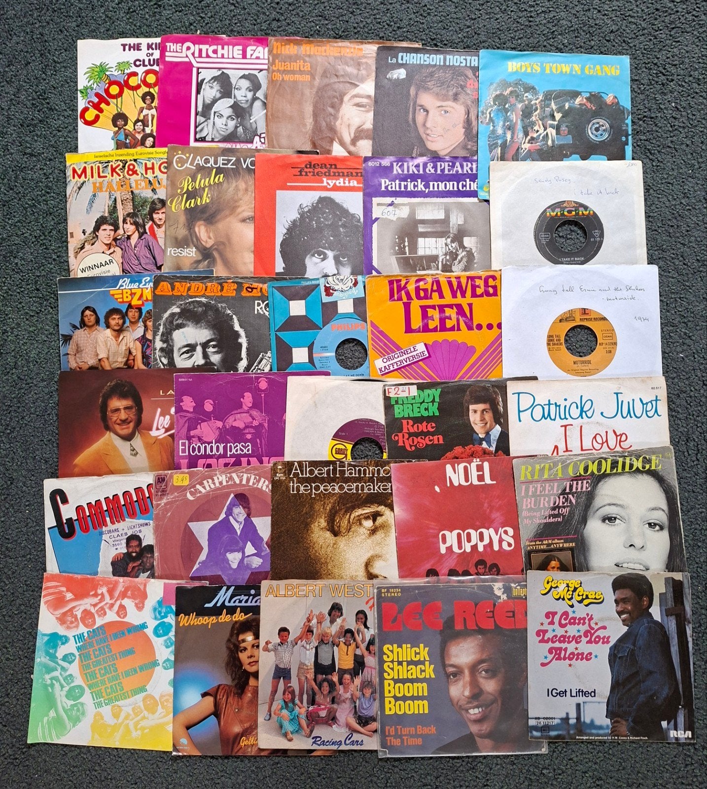 Partij vinyl singles    Zie beschrijving, Ophalen of Verzenden, Gebruikt, 7 inch, Pop