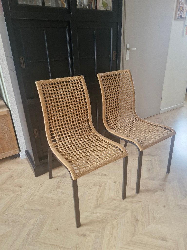 2 rieten stoeltjes, Huis en Inrichting, Ophalen, Gebruikt, Twee, Bruin