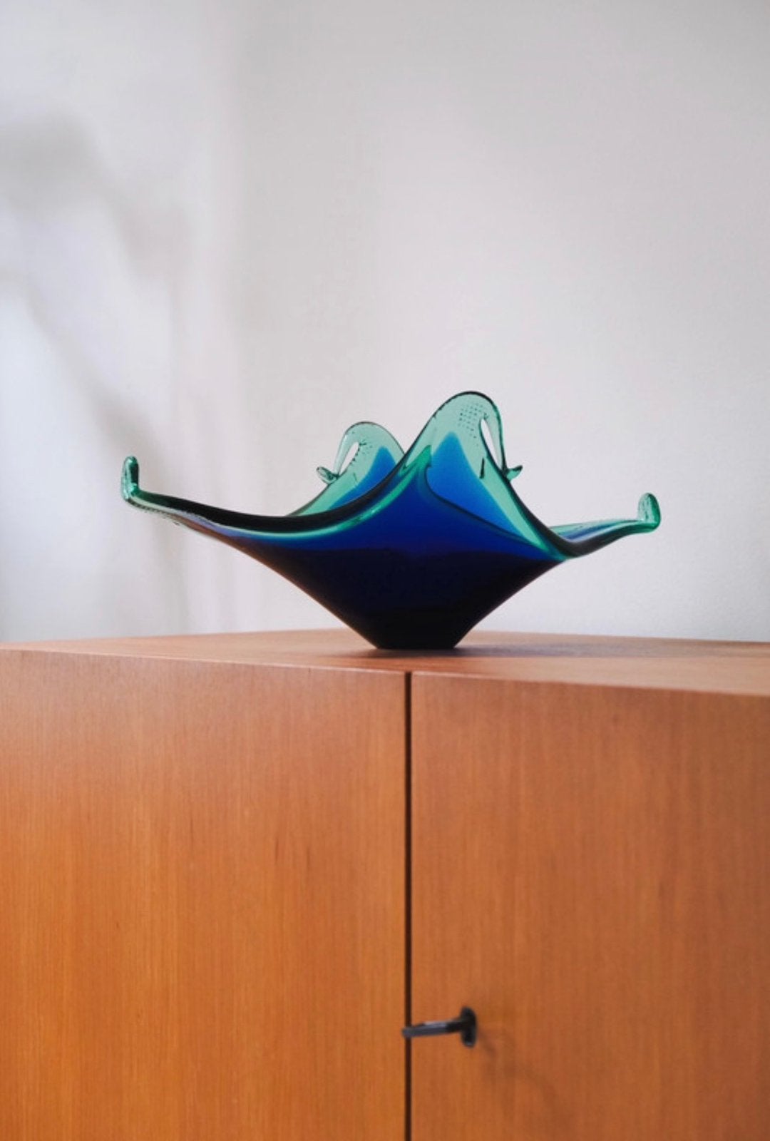 Blauwgroene schaal Murano-stijl, Ophalen of Verzenden