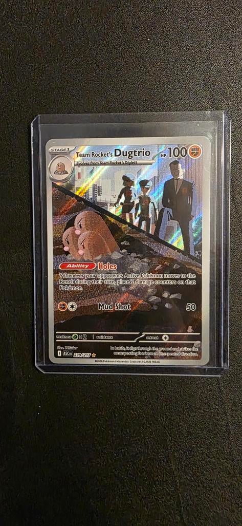 Team Rocket's Dugtrio Pokémon kaart Ascended Heroes, Ophalen of Verzenden, Zo goed als nieuw, Losse kaart, Foil