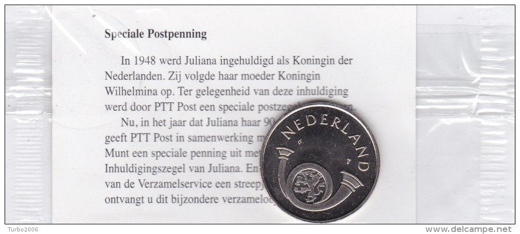 Munt t.g.v. de 90e geboortedag van Koningin Juliana., Ophalen of Verzenden, Koningin Beatrix, Euro's, Losse munt