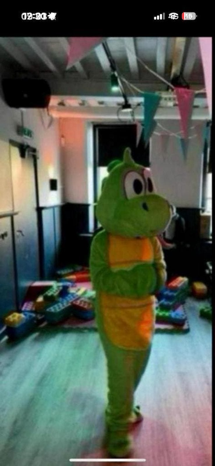 Mascotte Dino te huur inclusief acteur, Ophalen of Verzenden, Zo goed als nieuw, Overige