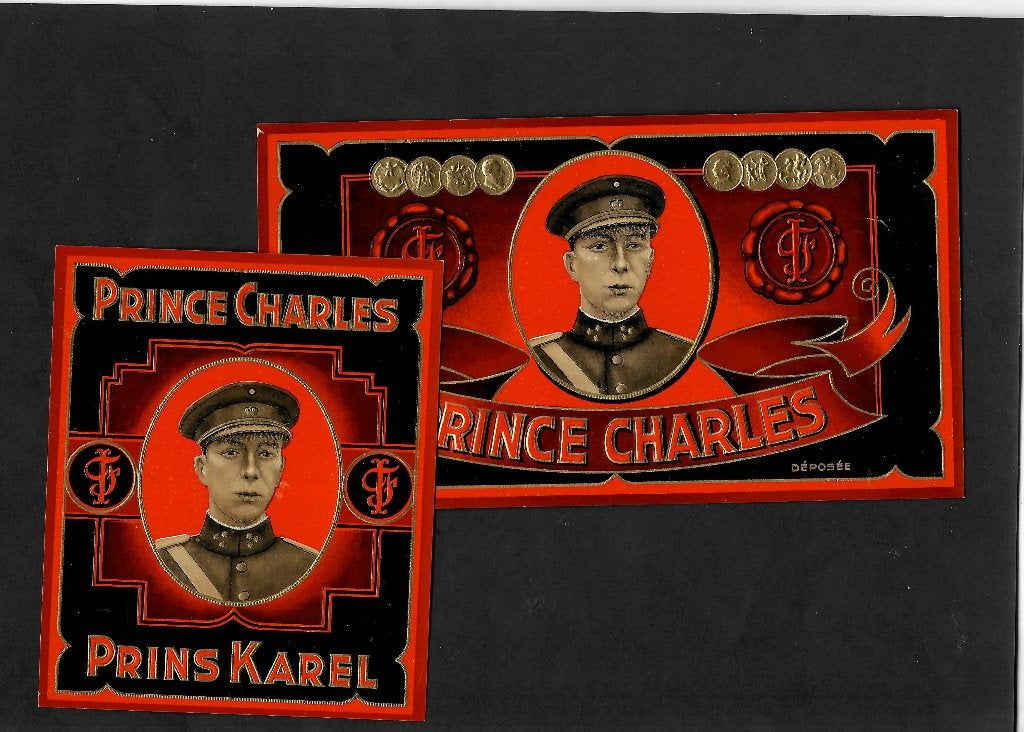 Prins Karel   2 etiket, Ophalen of Verzenden, Gebruikt, Sigarenbandjes