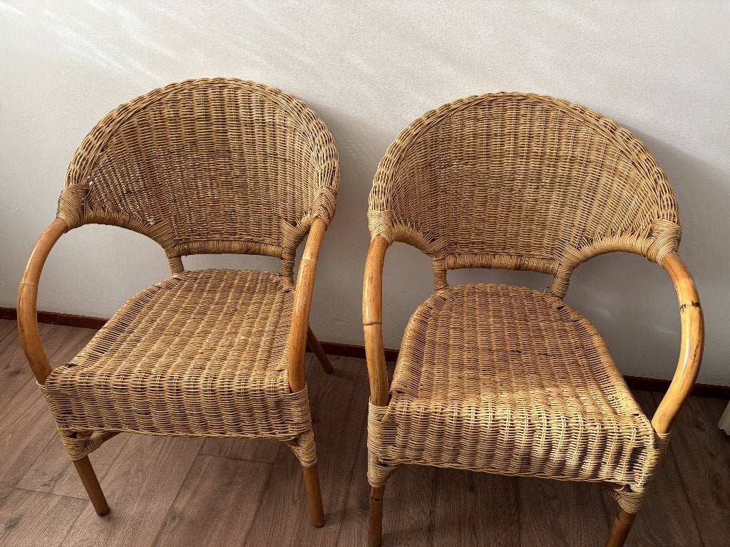 rotan stoelen, Huis en Inrichting, Stoelen, Ophalen, Twee, Bruin, Riet of Rotan