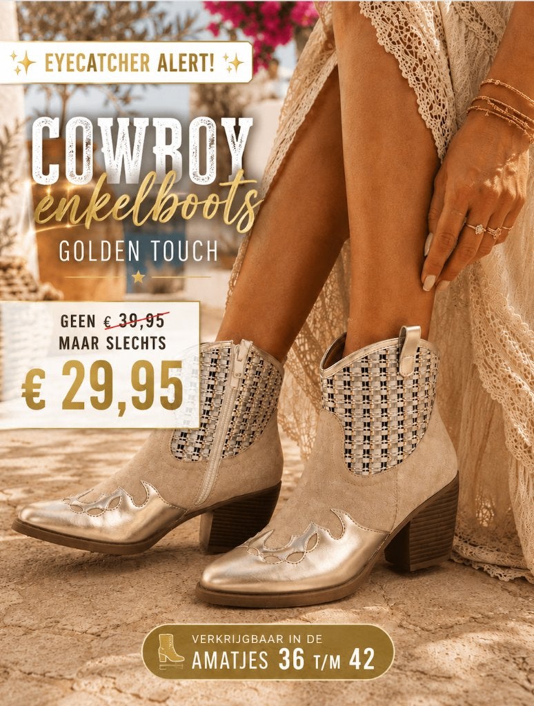 Cowboy enkelboots golden touch Maat 39, Kleding | Dames, Overige kleuren, Lage of Enkellaarzen, Nieuw, Ophalen of Verzenden