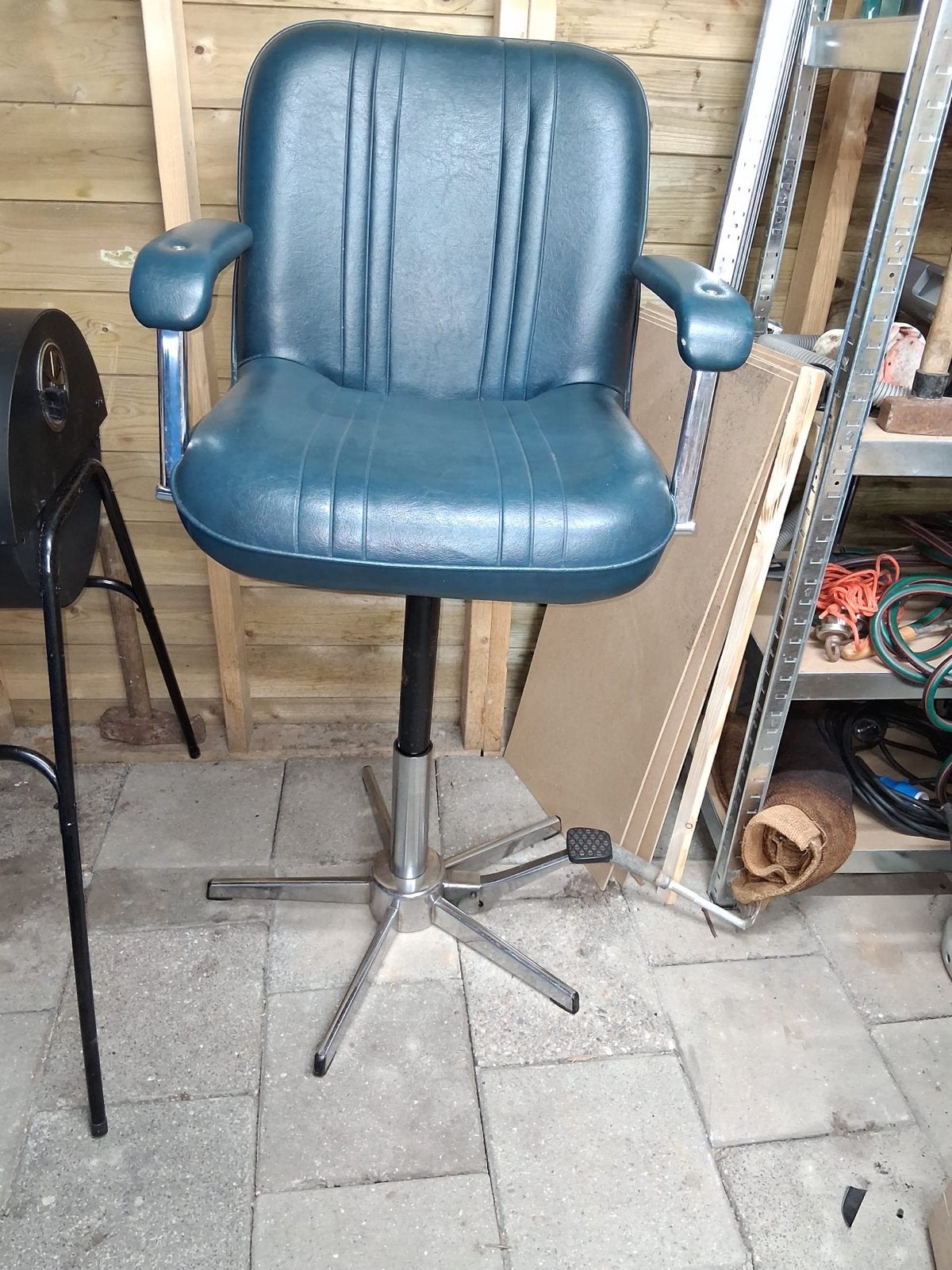 Boot stoel, Ophalen, Gebruikt, Blauw, Leer