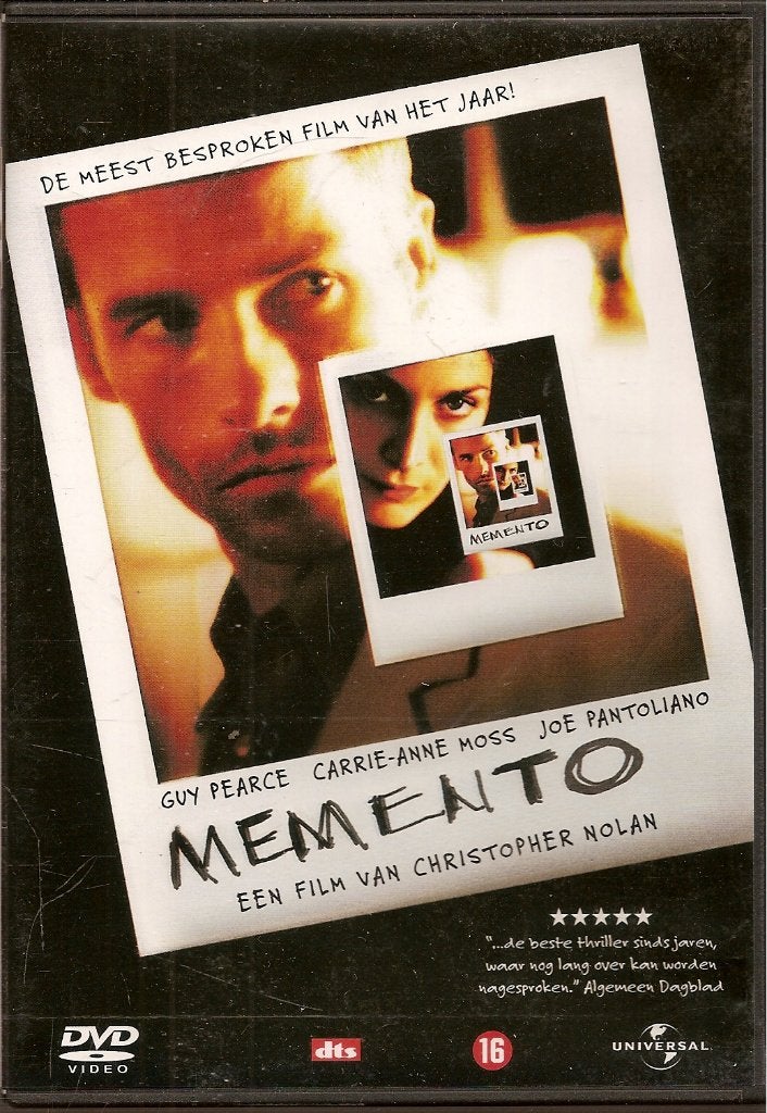 Memento met o.a. Guy Pearce, Carrie-Anne Moss, Vanaf 16 jaar, Ophalen of Verzenden, 1980 tot 2000, Actie en Avontuur
