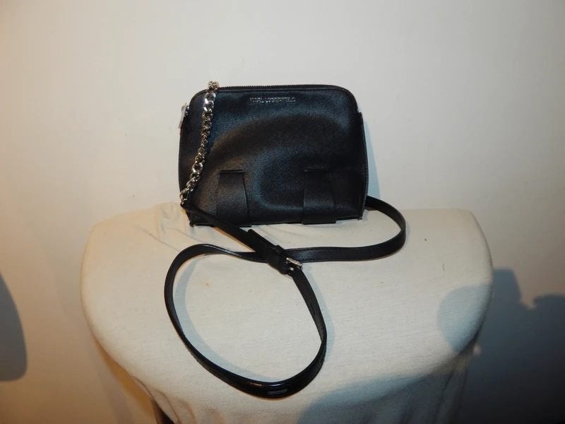Karl Lagerfeld schouder tas cross body zwart zilver hardware